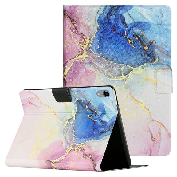 Allytech iPad 10th Generation Case 10.9 inch, iPad 10.9 inch Case Cover 2022, PU Leather Marble Pattern Auto Wake/Sleep Shockproof Folio Stand Women Men Case for iPad 10.9" 10th Gen, Pink/Blue Marble