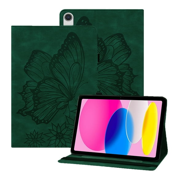 Allytech iPad A16 11th Gen 11 Inch 2025 Case, iPad 10th Gen Case 10.9" 2022, Big Butterfly Stand Protective Shockproof Pencil Holder Hand Strap Back Cover for Apple iPad 11th 10th Gen, Green