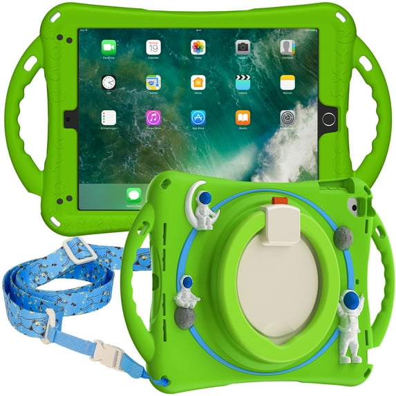 Allytech iPad 10th Generation Case 2022, iPad 10.9" 2022 Case, Kids Friendly Heavy Duty Shockproof Stand Shoulder Strap EVA Rubber Hybrid Case Cover for Apple iPad 10th Gen 2022 - Froggreen