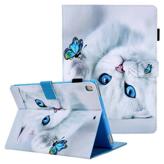 Allytech iPad 2018 Case, iPad 2017 Case, iPad Air 1 / Air 2 Case, PU Leather Slim Folio Stand Auto Sleep Wake Full Protective Drop Proof Girls Cover for Apple iPad 9.7 6th 5th Gen, Cat