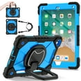 thumbnail image 1 of Allytech iPad 6th 5th Generation Case 9.7", 360 Rotating Kickstand Shockproof Kids Friendly Shoulder Strap Protective Bumper Tablet Case for Apple iPad 6th 5th Gen 2018/2017, Black Blue, 1 of 8