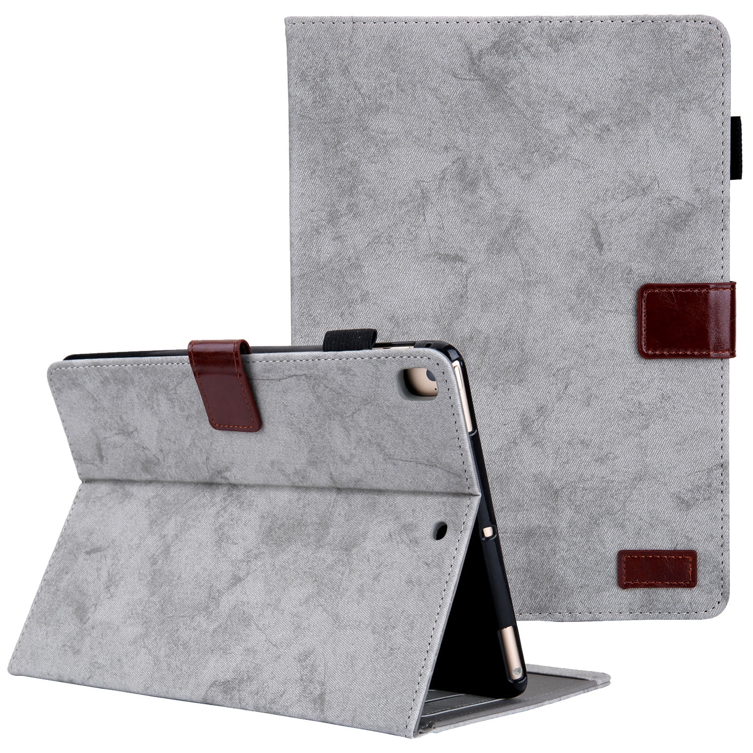 Allytech iPad 8th Gen 2020 Case 10.2 Inch, iPad 7th Gen 2019 Case, PU Leather Slim Fit Multi Angle Stand Smart Cover Auto Sleep Wake Shockproof Folio Flip Pencil Holder Case for Apple iPad 10.2",Gray
