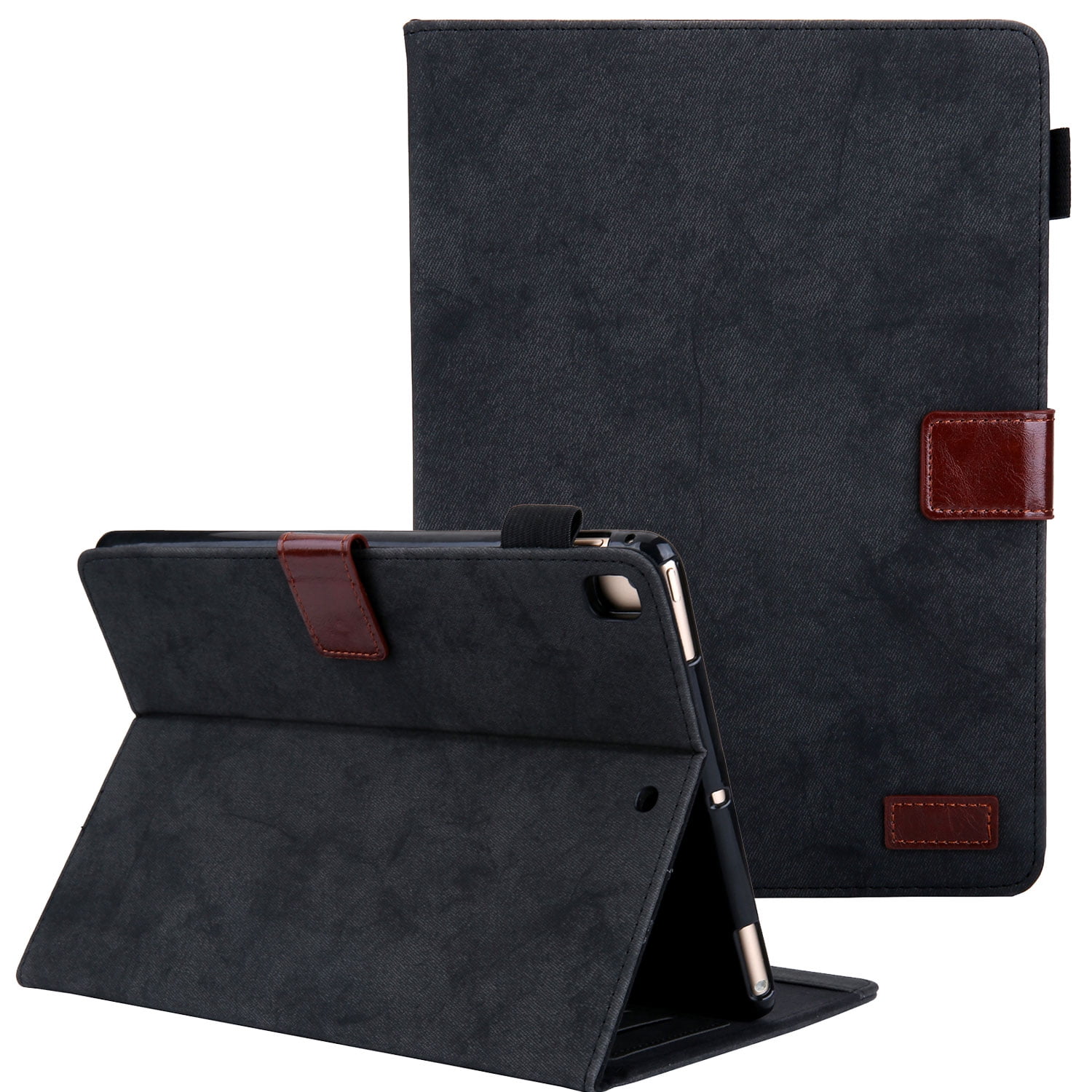 Allytech iPad 8th Gen 2020 Case 10.2 Inch, iPad 7th Gen 2019 Case, PU Leather Slim Fit Multi Angle Stand Smart Cover Auto Sleep Wake Shockproof Folio Flip Pencil Holder Case for Apple iPad 10.2",Black