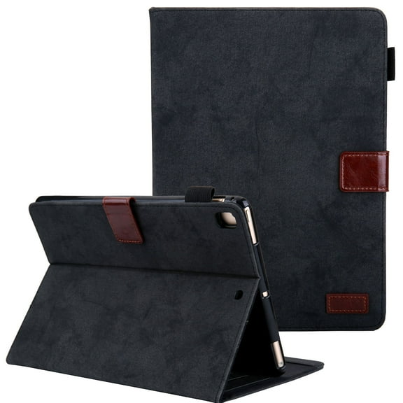 Allytech iPad 8th Gen 2020 Case 10.2 Inch, iPad 7th Gen 2019 Case, PU Leather Slim Fit Multi Angle Stand Smart Cover Auto Sleep Wake Shockproof Folio Flip Pencil Holder Case for Apple iPad 10.2",Black