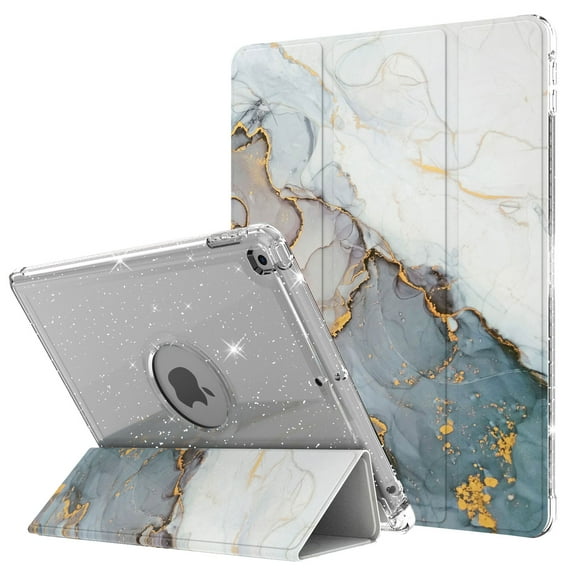 Allytech iPad 8th Generation 10.2 inch Case, iPad 7 Cover 2019, Trifold Viewing & Typing Stand Protective Shockproof Smart Auto Sleep Wake Case for A2270 A2428 A2429 A2197 A2198 A2200, White Marble