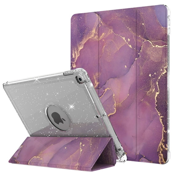 Allytech iPad 8th Generation 10.2 inch Case, iPad 7 Cover 2019, Trifold Viewing & Typing Stand Protective Shockproof Smart Auto Sleep Wake Case for A2270 A2428 A2429 A2197 A2198 A2200, Purple Marble
