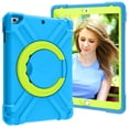 thumbnail image 1 of Allytech iPad 9.7 2018 2017/ iPad Air 1 2/ iPad Pro 9.7 Case,360 Rotating Kickstand Hand Wrist Multi Function Ring Grip Shockproof Rugged Cover for Apple iPad 6th 5th Gen, Pro 9.7/ Air 1 2,Blue/Green, 1 of 9