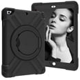 thumbnail image 1 of Allytech iPad 9.7 2018 2017/iPad Air 1 2/ iPad Pro 9.7 Case,360 Rotating Kickstand Hand Wrist Multi Function Ring Grip Shockproof Rugged Cover for Apple iPad 6th 5th Gen, Pro 9.7/ Air 1 2,Black/Black, 1 of 9