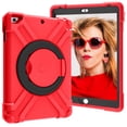 thumbnail image 1 of Allytech iPad 9.7 2018 2017/ iPad Air 1 2/ iPad Pro 9.7 Case, 360 Rotating Kickstand Hand Wrist Multi Function Ring Grip Shockproof Rugged Cover for Apple iPad 6th 5th Gen, Pro 9.7/ Air 1 2,Red/Black, 1 of 9