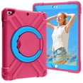 thumbnail image 1 of Allytech iPad 9.7 2018 2017/ iPad Air 1 2/ iPad Pro 9.7 Case, 360 Rotating Kickstand Hand Wrist Multi Function Ring Grip Shockproof Rugged Cover for Apple iPad 6th 5th Gen, Pro 9.7/ Air 1 2,Rose/Blue, 1 of 9
