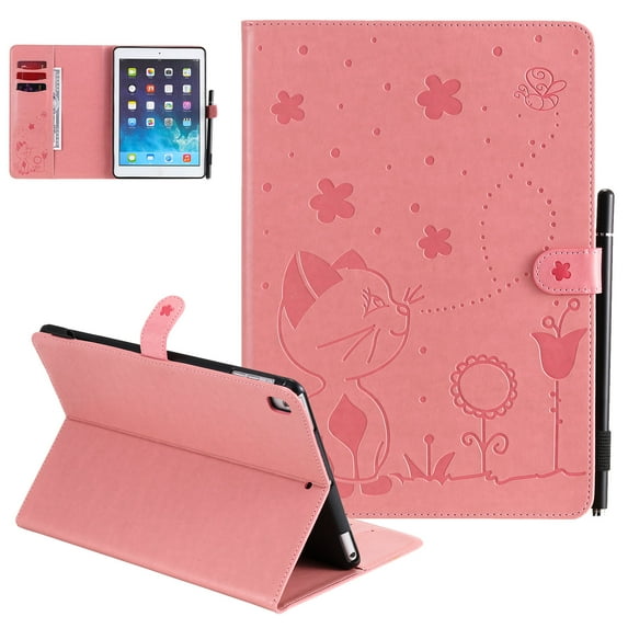 Allytech iPad 9.7 6th 5th Generation Case, iPad Air 1 2 Case, PU Leather Stand Feature Auto Sleep Wake Shockproof Folio Flip Cover for Apple iPad 9.7 2018/2017/ iPad Air 1/ Air2, Pink