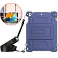 thumbnail image 1 of Allytech iPad 9.7 Case 2018/2017, iPad Air 1 2 Case, Silicone Shockproof Full Protective Case with Screen Protector Film Shoulder Strap Case Cover for Apple iPad 6th/5th Generation, Air 1 2,Blue, 1 of 5