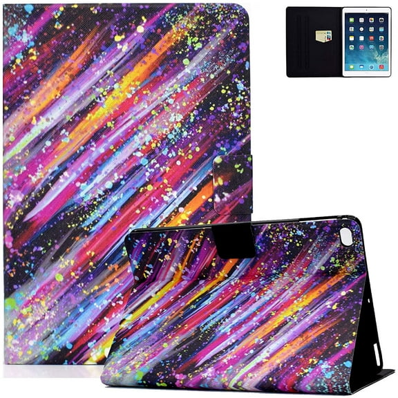 Allytech iPad 9.7 Case 6th 5th Generation, iPad Air 1 2 Case, Slim Fit Folio Flip Kickstand Auto Sleep Wake Drop Protection Magnetic Clasp Pencil Holder Cover for Apple iPad 9.7 2018/2017, Colorful