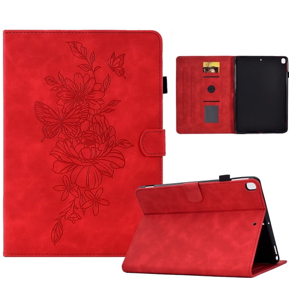 Allytech for iPad 9th/8th/7th Gen 2021/2020/2019 Case for iPad 10.2 Case for iPad Pro 10.5" 2017/Air 3 2019, Flip Stand PU Leather Protective Auto Sleep Wake Card Slots Pen Holder Wallet Case, Red