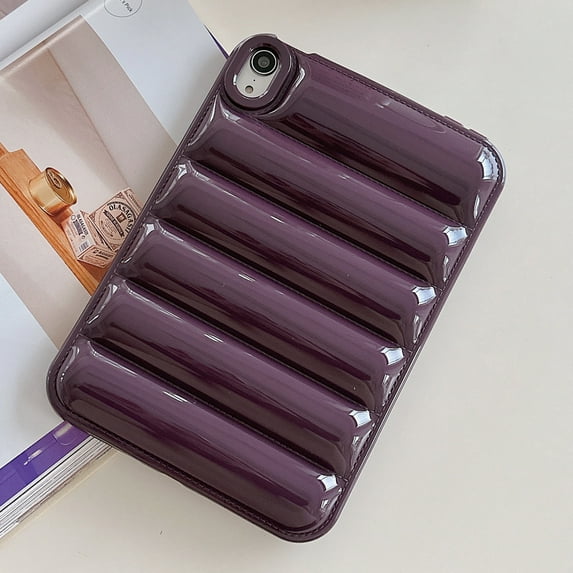 Allytech iPad 9th 8th 7th Generation Case 10.2", Rugged Stripe Design Solid Color Bumper Cover Shockproof Protective Case for Apple iPad 10.2" 2021/2020/2019, Purple