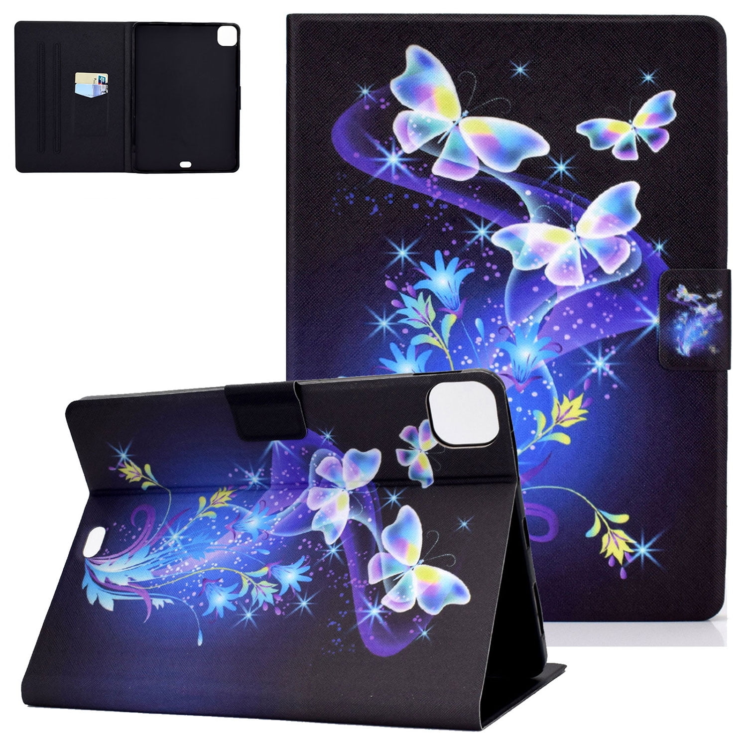 Allytech iPad Air 10.9 Case, iPad Pro 11 Case 2020/2018, Slim PU Leather Kickstand Smart Cover Auto Sleep Wake Shockproof Pencil Holder Magnetic Clasp Case for Apple iPad Air 4th Gen,Butterfly