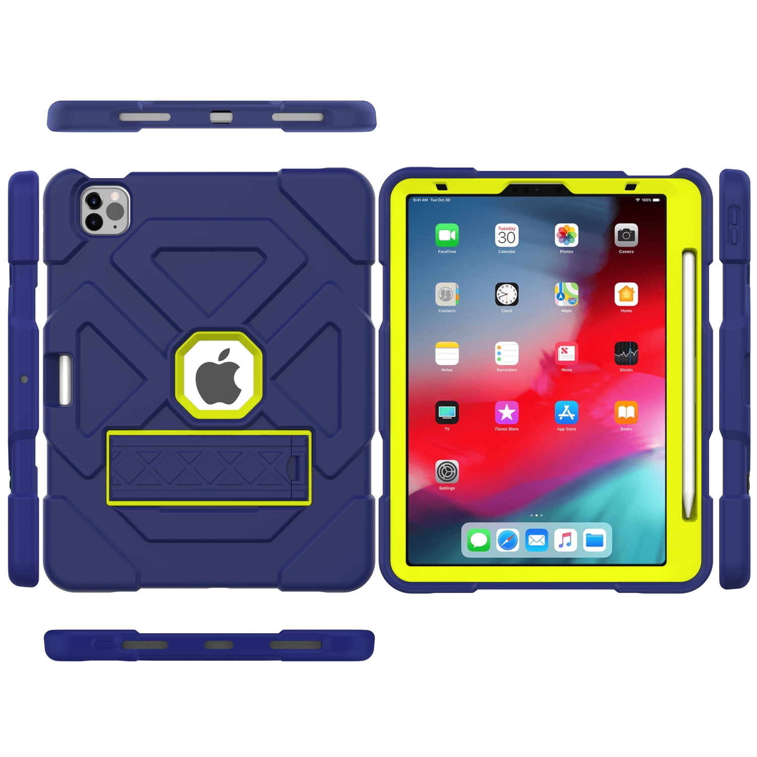 Allytech iPad Air 5 10.9" Case 2022, iPad Air 4 Case 2020, Heavy Duty Protection Shockproof Build-in Pencil Holder Kickstand Kids Friendly Cover for Apple iPad Air 5th 4th Gen 10.9", BlackGreen