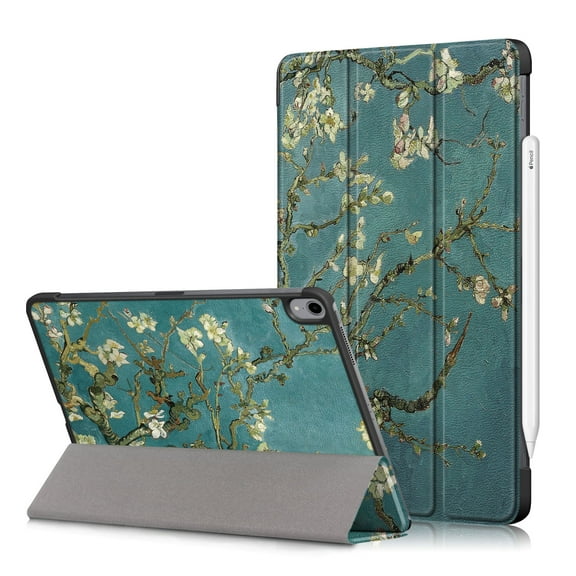 Allytech iPad Air 5 4 10.9" Case, iPad Air 5th 4th Generation Case 2022/2020, Ultra Slim Fit Shock Proof Trifold Stand Support Pencil Charging Protective Case Cover for Apple iPad Air 5 4,Blossom
