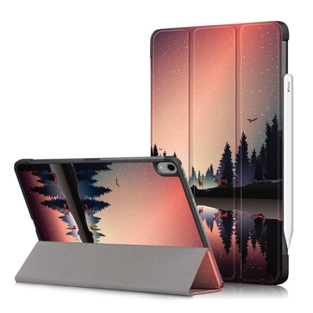 Allytech iPad Air 5 4 10.9" Case, iPad Air 5th 4th Generation Case 2022/2020, Ultra Slim Fit Shock Proof Trifold Stand Support Pencil Charging Protective Case Cover for Apple iPad Air 5 4,Dusk Lake