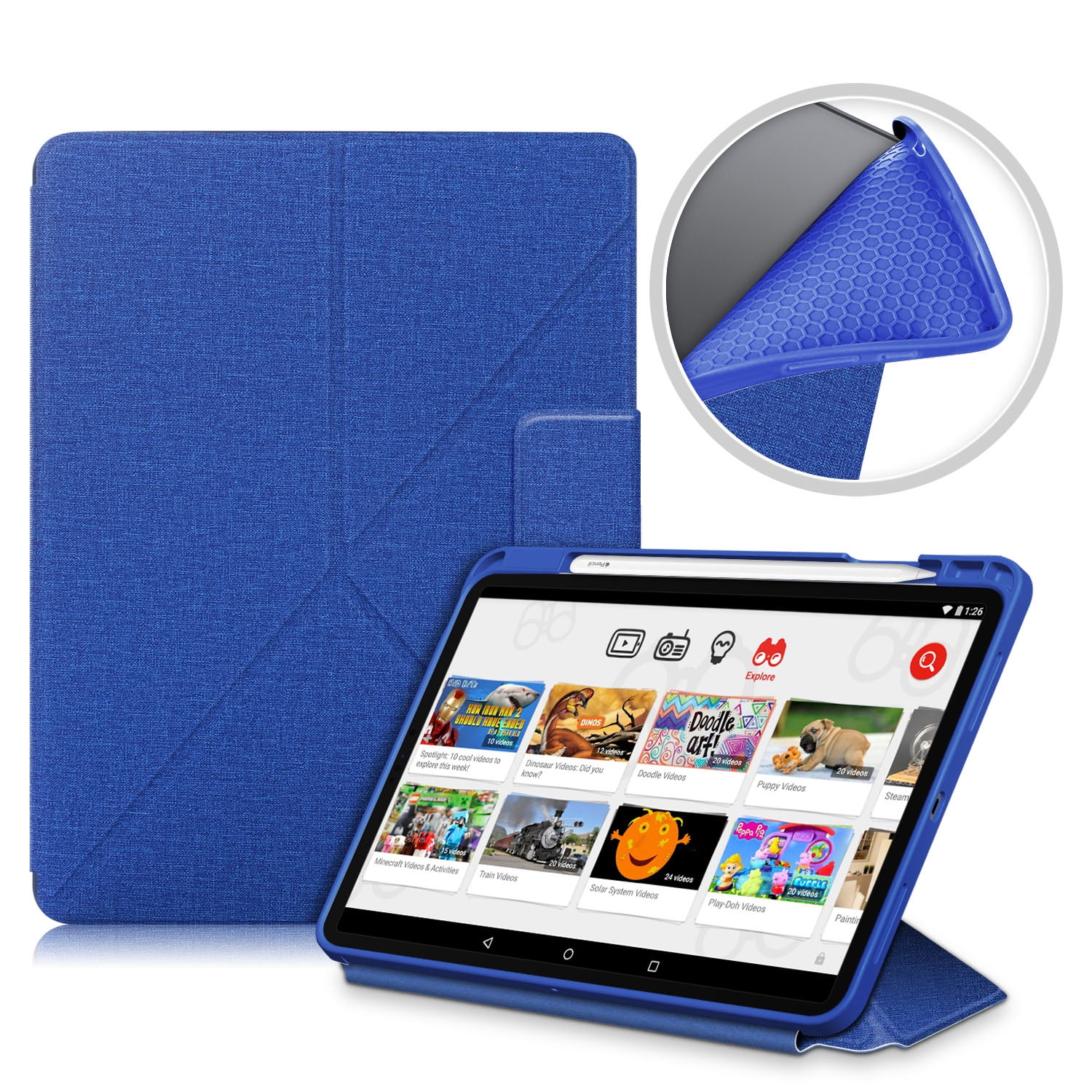 Allytech iPad Air 5 4 Case,[Supports Pencil 2nd Gen Charging] Slim Auto Sleep Wake Multi Angle Stand Smart Shell Shockproof Case Cover for Apple iPad Air 5th 4th Generation 10.9", BlackDarkblue