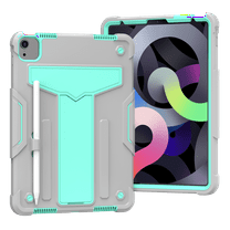 Allytech iPad Air 5 Case, iPad Air 4 Case, Rugged Heavy Duty Protective Build in Kickstand Feature Kids Friendly Anti-scratch Drop Proof Case Cover for Apple iPad Air 5th 4th Gen 10.9", Black/Aqua