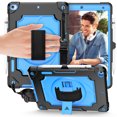 thumbnail image 1 of Allytech iPad Case 9th 8th 7th Gen Case, iPad 10.2" Case 2021 2020 2019, Military Grade Protection Swivel Stand Hand Shoulder Strap Shockproof Case Cover for Apple iPad 9 8 7 Gen - Black Blue, 1 of 6