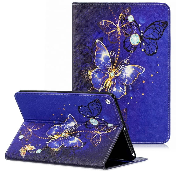 Allytech iPad Mini 5 Case 2019, iPad Mini 5st Generation Case, Ultra Slim PU Leather Cute Pattern Folio Stand Lightweight Anti-Scratch Soft Rubber Back Cover Case for Apple iPad Mini 5,Blue Butterfly