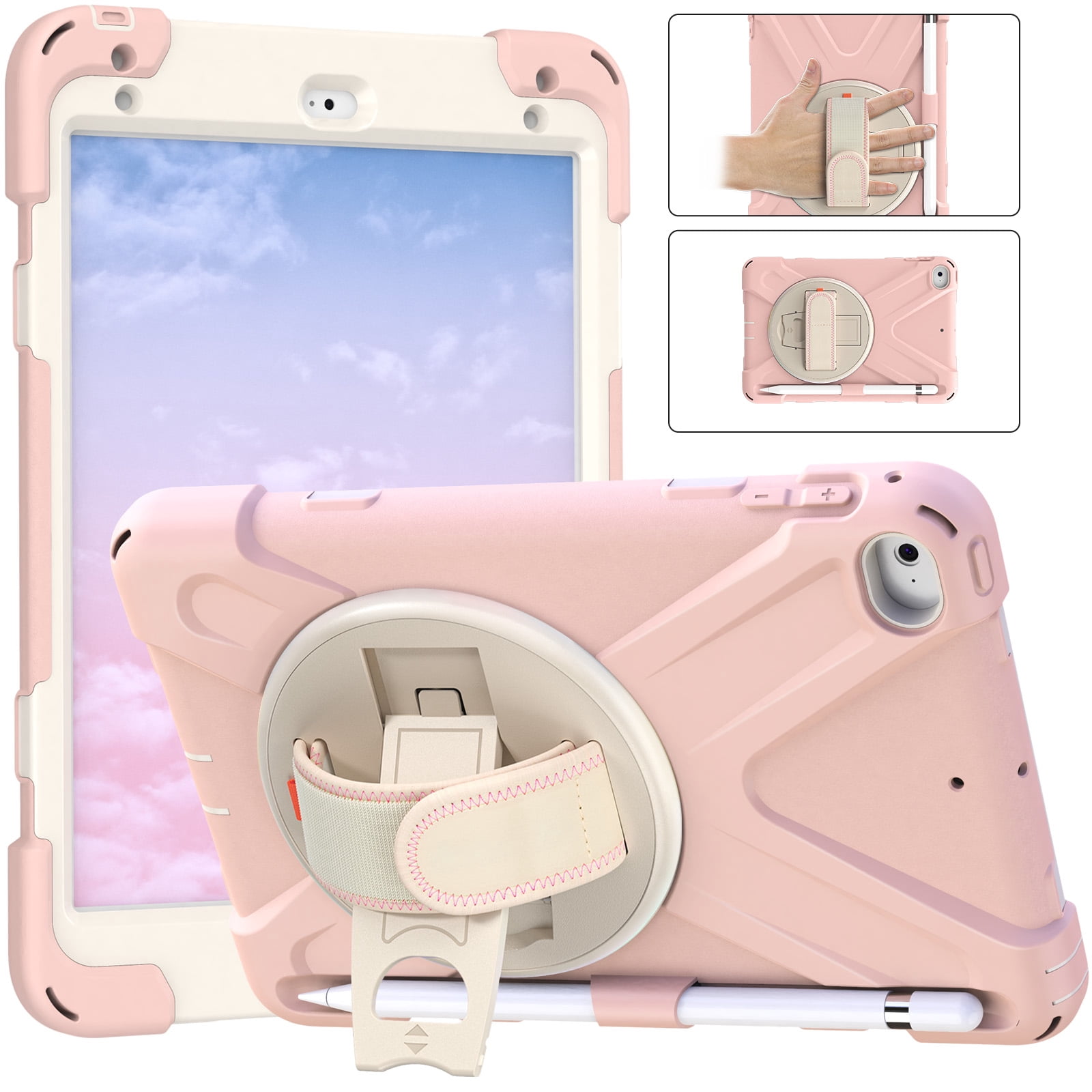 Allytech iPad Mini 5 Case Kids, iPad mini 4 Case with Screen Protector, Heavy Duty Protection Rugged Kids Friendly Shockproof Kickstand Pencil Holder Case Cover for Apple iPad mini 4/ mini 5,Pink