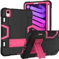 thumbnail image 1 of Allytech iPad Mini 6 Case, 3 Layers Rugged Heavy Duty Protection Shockproof Kids Children Proof Kickstand [Without Screen Protector] Case Cover for Apple iPad mini 6 8.3-inch 2021, Black/Rose, 1 of 5