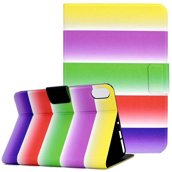 Allytech iPad Mini 6 Case 8.3 Inch 2021(Model: A2567, A2568, A2569), Flip PU Leather Multi-Angle Viewing Stand Card Holder Auto Wake Sleep Wallet Case for iPad Mini 6th Gen 2021(8.3"), Rainbow