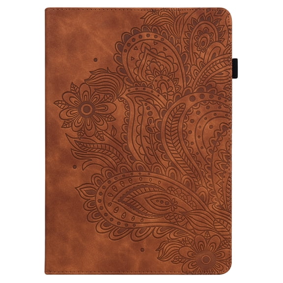 Allytech for iPad Mini 7 (A17 Pro) 2024/ Mini 6 8.3" Case, Premium PU Leather Flower Embossed Cards Slots Shockproof Protective Kickstand Wallet Case for iPad Mini 7th/6th Generation 8.3", Brown