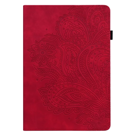 Allytech for iPad Mini 7 (A17 Pro) 2024/ Mini 6 8.3" Case, Premium PU Leather Flower Embossed Cards Slots Shockproof Protective Kickstand Wallet Case for iPad Mini 7th/6th Generation 8.3", Red