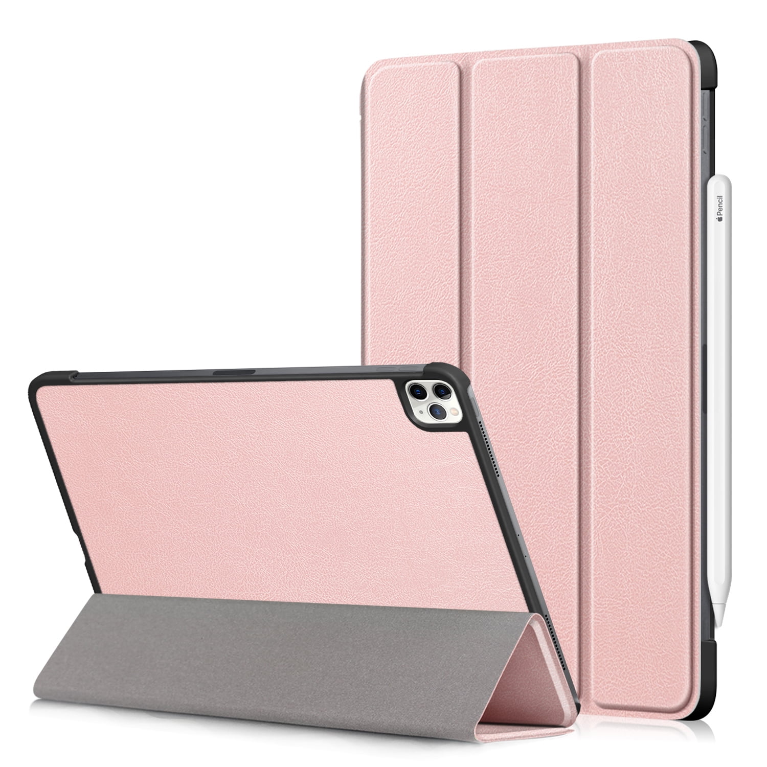 Allytech iPad Pro 11 2020 Case 2nd Generation, Slim Lightweight [Support Apple Pencil Charging] Auto Sleep Wake Trifold Stand Protective Smart Cover Case for Apple iPad Pro 11 Inch 2020 - Rosegold