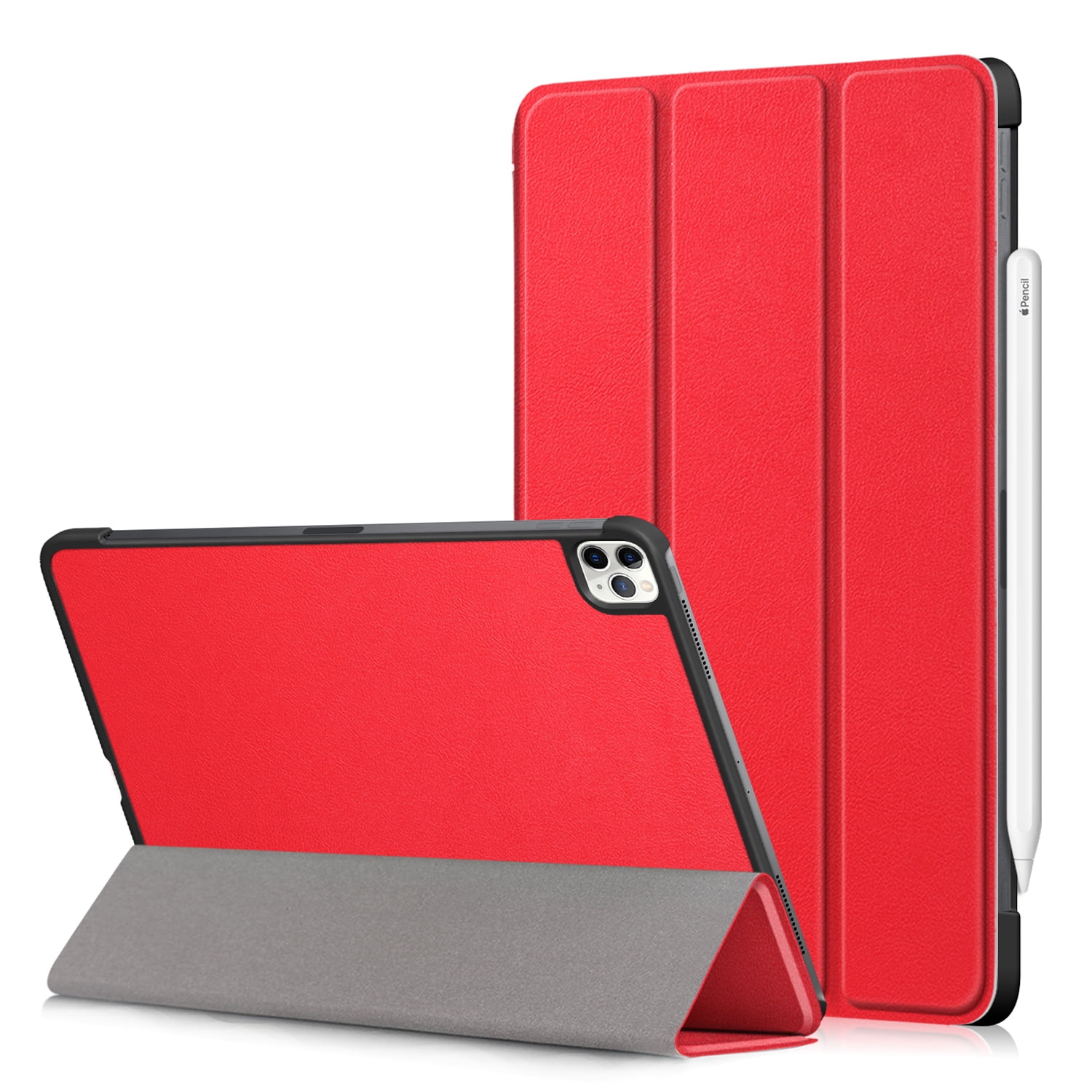 Allytech iPad Pro 11 2020 Case 2nd Generation, Slim Lightweight [Support Apple Pencil Charging] Auto Sleep Wake Trifold Stand Protective Smart Cover Case for Apple iPad Pro 11 Inch 2020 - Red