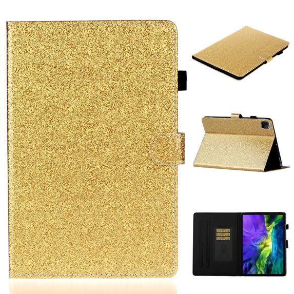 Allytech iPad Pro 11 2020 Case, Slim Fit PU Leather Folio Flip Smart Cover Auto Sleep Wake Shock-Absorption Multi Angle Stand Pencil TPU Inner Case Cover for Apple iPad Pro 11 2nd Gen, Gold