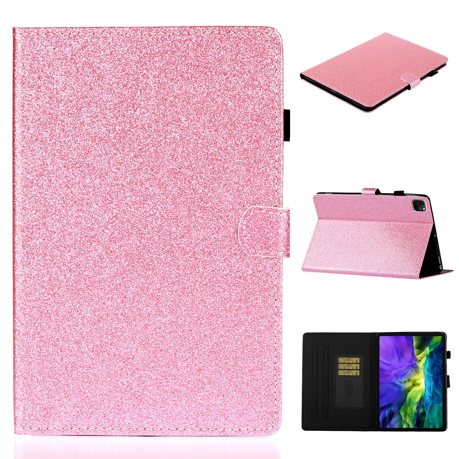 Allytech iPad Pro 11 2020 Case, Slim Fit PU Leather Folio Flip Smart Cover Auto Sleep Wake Shock-Absorption Multi Angle Stand Pencil TPU Inner Case Cover for Apple iPad Pro 11 2nd Gen, Pink