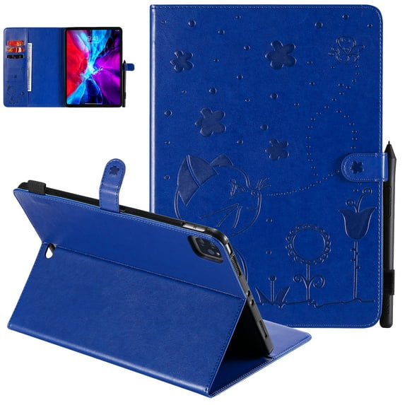 Allytech iPad Pro 11 Case 2020 /2018, PU Leather Smart Cover Auto Sleep Wake Folio Flip Shockproof Pencil Holder Full Protection TPU Back Cover for Apple iPad Pro 11 1st / 2nd Generation, Blue