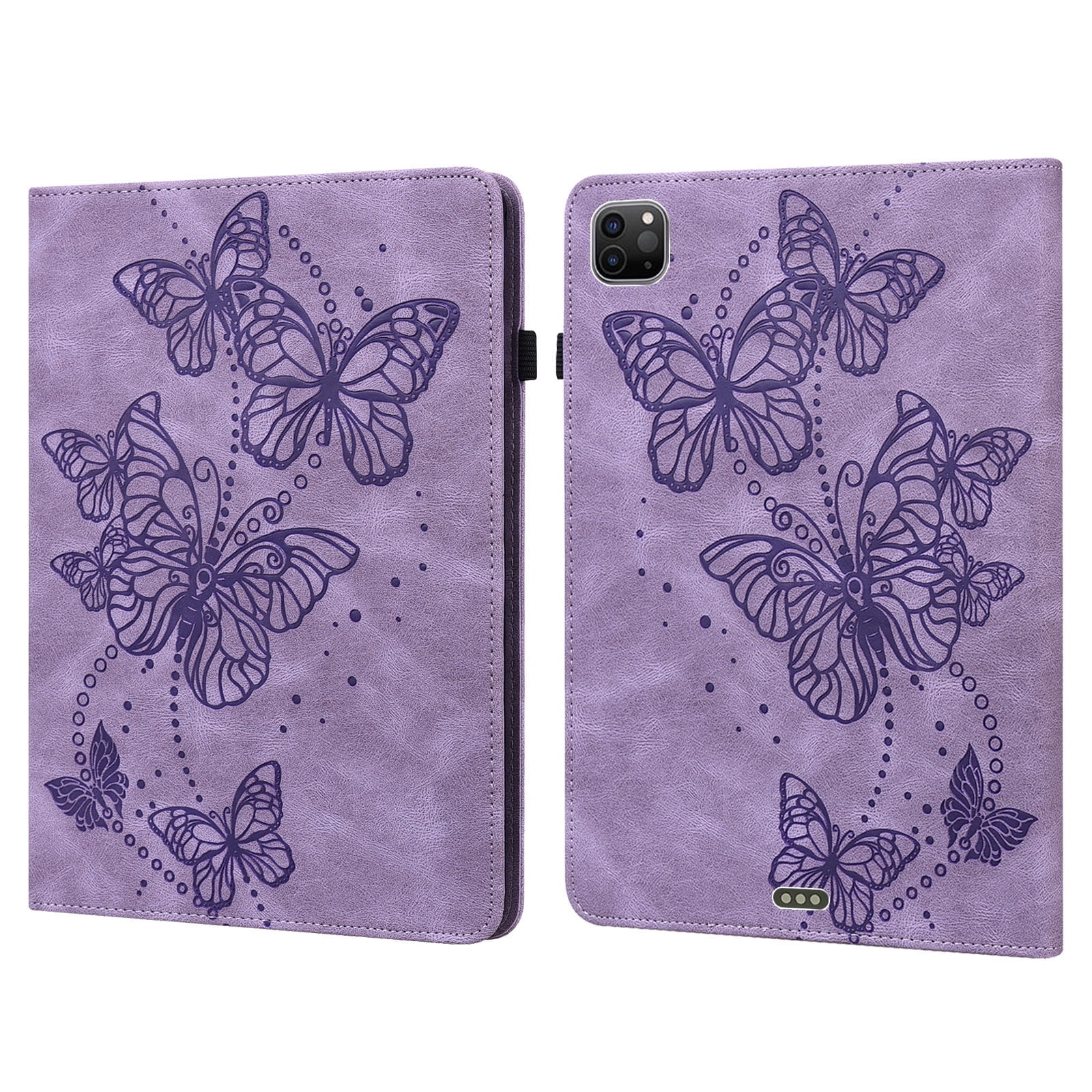 Allytech iPad Pro 11 Butterfly Embossed 11" Slim Fit Smart Cover Tablet Case, Purple