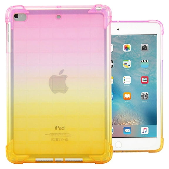 Allytech iPad Pro 11 Inch Case Clear, Silicone Bumper Defender Shockproof Lightweight Slim Fit Shock-Absorbing Scratch Resistant TPU Back Cover for Apple iPad Pro 11" 2018, Pink/Yellow
