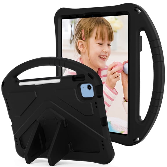 Allytech iPad mini 1/2/3/4/5 Case for Kids, Shockproof Kids Friendly Rugged Protective Back Cover with Handle & Kickstand for iPad mini 1/2/3/4/5, Black