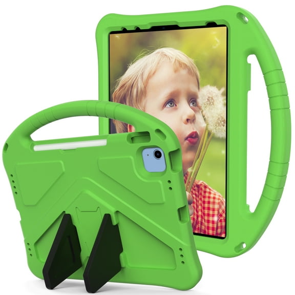 Allytech iPad mini 1/2/3/4/5 Case for Kids, Shockproof Kids Friendly Rugged Protective Back Cover with Handle & Kickstand for iPad mini 1/2/3/4/5, Green