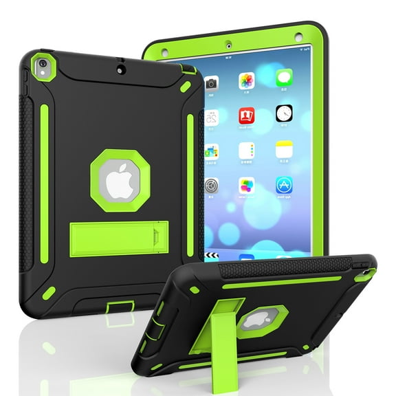 Allytech iPad mini 3 Case, iPad mini 2 Case, iPad mini Case, Dual Layer Hybrid Silicone Kickstand Anti-Slip Shockproof Kids Proof Case Cover for Apple iPad Mini 1 / Mini 2/ Mini 3, Black+Mint