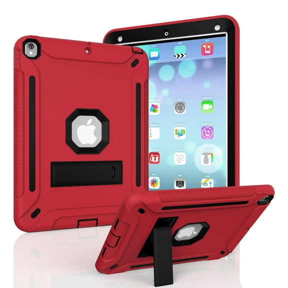 Allytech iPad mini 3 Case, iPad mini 2 Case, iPad mini Case, Dual Layer Hybrid Silicone Kickstand Anti-Slip Shockproof Kids Proof Case Cover for Apple iPad Mini 1 / Mini 2/ Mini 3, Red+Black