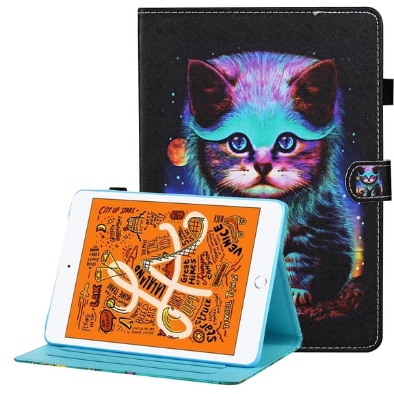 Allytech iPad mini 5 Case 2019, iPad Mini 4 Case, iPad Mini 1 2 3 Case, PU Leather Smart Cover Auto Sleep Wake Multi Anlge Viewing Stand Folio Flip TPU Cover Case for Apple Mini iPad 7.9", Cat