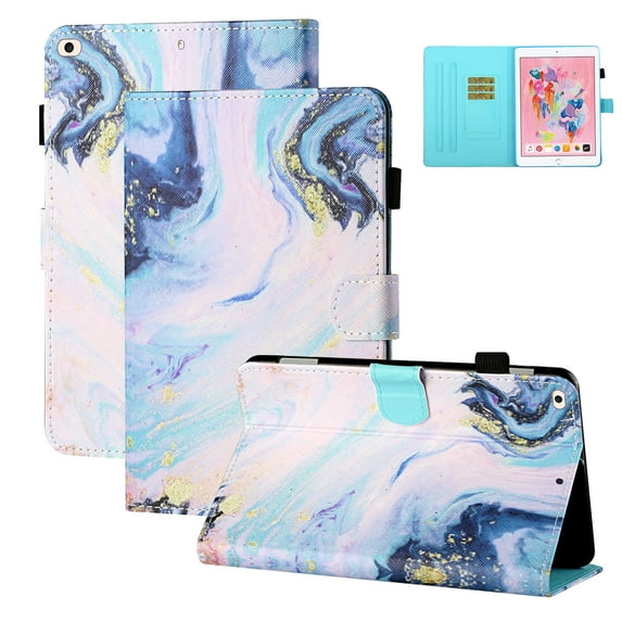 Allytech iPad mini 5 Case, iPad mini 4 Cover, iPad mini 1 2 3 Case, Slim Fit PU Leather Kickstand Folio Flip Auto Sleep Wake Shockproof TPU Back Cover for Apple iPad mini 1 2 3 4 5, Marble