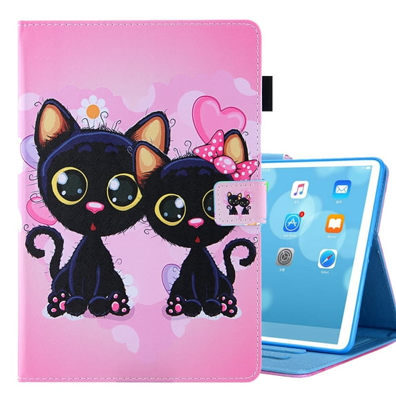 Allytech iPad mini 6 Case, iPad Mini 6 Flip Case 8.3", PU Leather Smart Cover Auto Sleep Wake Multi Angle Stand Shockproof Protection TPU Back Cover for Apple iPad mini 6 2021, Black Cats