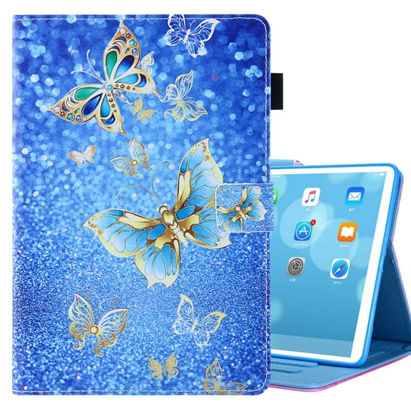 Allytech iPad mini 6 Case, iPad Mini 6 Flip Case 8.3", PU Leather Smart Cover Auto Sleep Wake Multi Angle Stand Shockproof Protection TPU Back Cover for Apple iPad mini 6 2021, Gold Butterfly