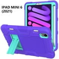 thumbnail image 1 of Allytech iPad mini 6 Case with Pencil Holder, Heavy Duty Protection Shockproof Kickstand Kids Friendly Rugged Hybrid Hard PC Back Cover Case for Apple iPad mini 6 2021, Purple, 1 of 6