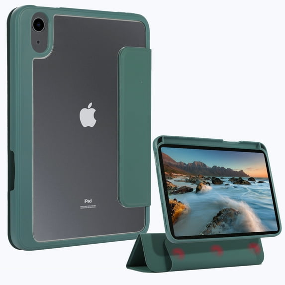 Allytech iPad mini 6 Case, Trifold Stand Ultra Slim Fit Lightweight Shockproof Magnetic Detachable Back Cover Auto Sleep Wake Smart Shell Case for Apple iPad mini 6th Generation 8.3" 2021, Darkgreen