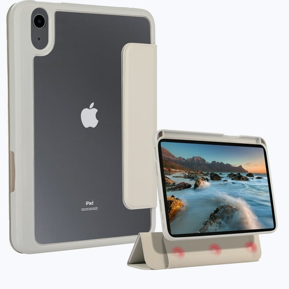 Allytech iPad mini 6 Case, Trifold Stand Ultra Slim Fit Lightweight Shockproof Magnetic Detachable Back Cover Auto Sleep Wake Smart Shell Case for Apple iPad mini 6th Generation 8.3" 2021, Gray